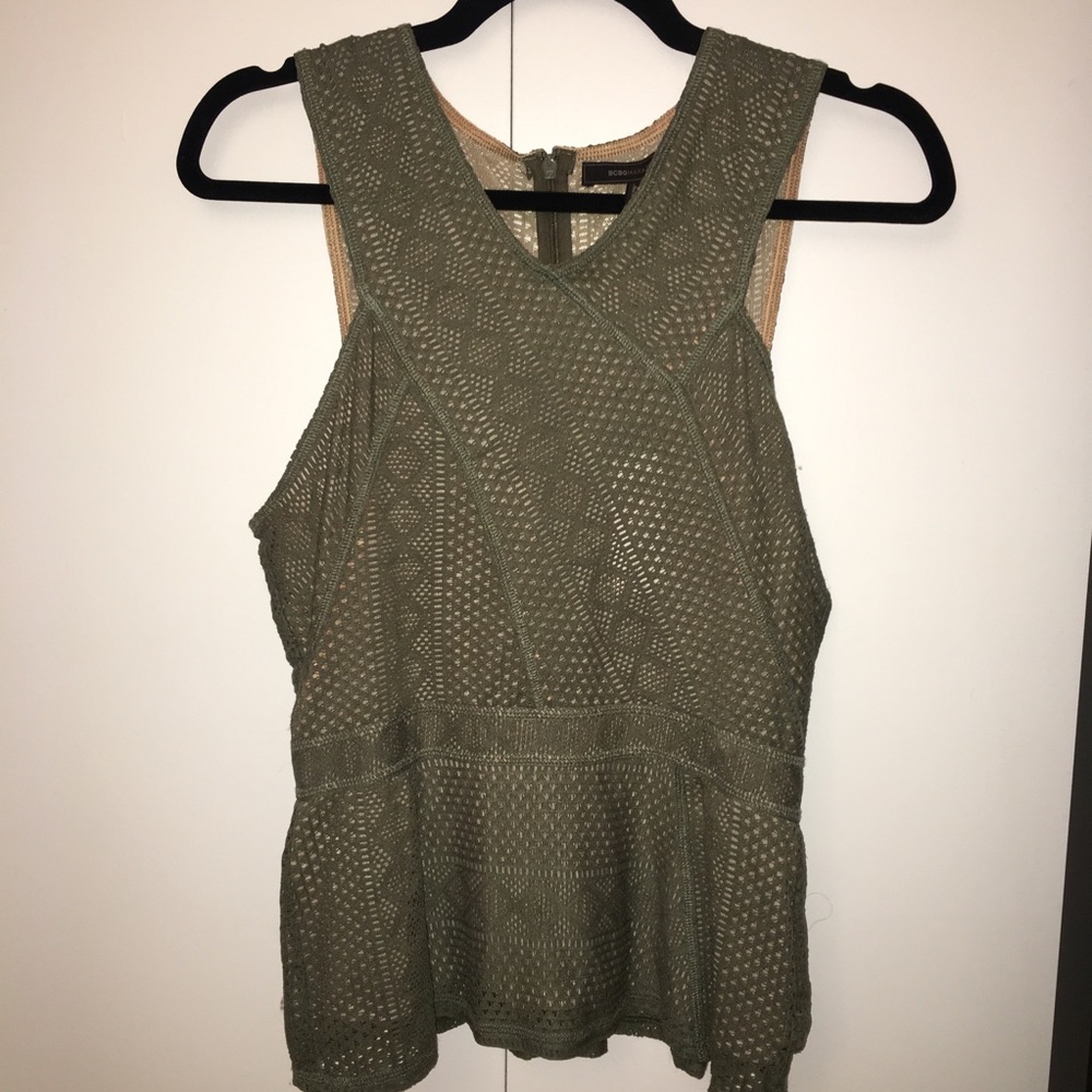 BCBG MaxAzria Hanne Lace Peplum Top (M)